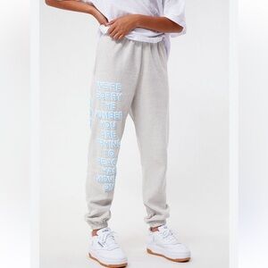 Boys Lie 1-800 Graphic Reverse Weave Sweatpants in light grey size small